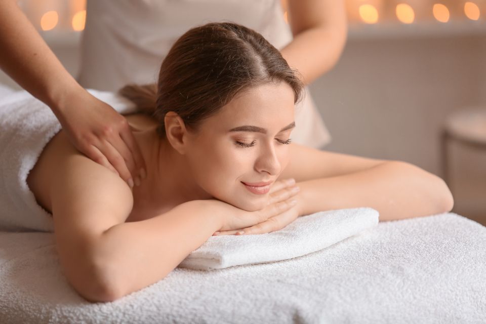 A spa treatment room prepared for a guest